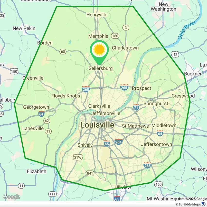 Lawn Cure Southern Indiana Service Area Map